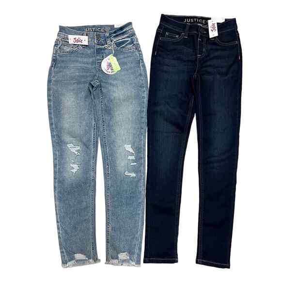 Justice Mid Rise Denim Jegging Bundle Size 12 Slim Back to School NWT